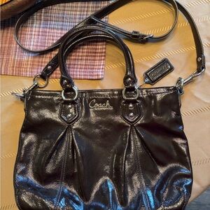 Coach Shiny Brown Leather Shoulder Bag EUC